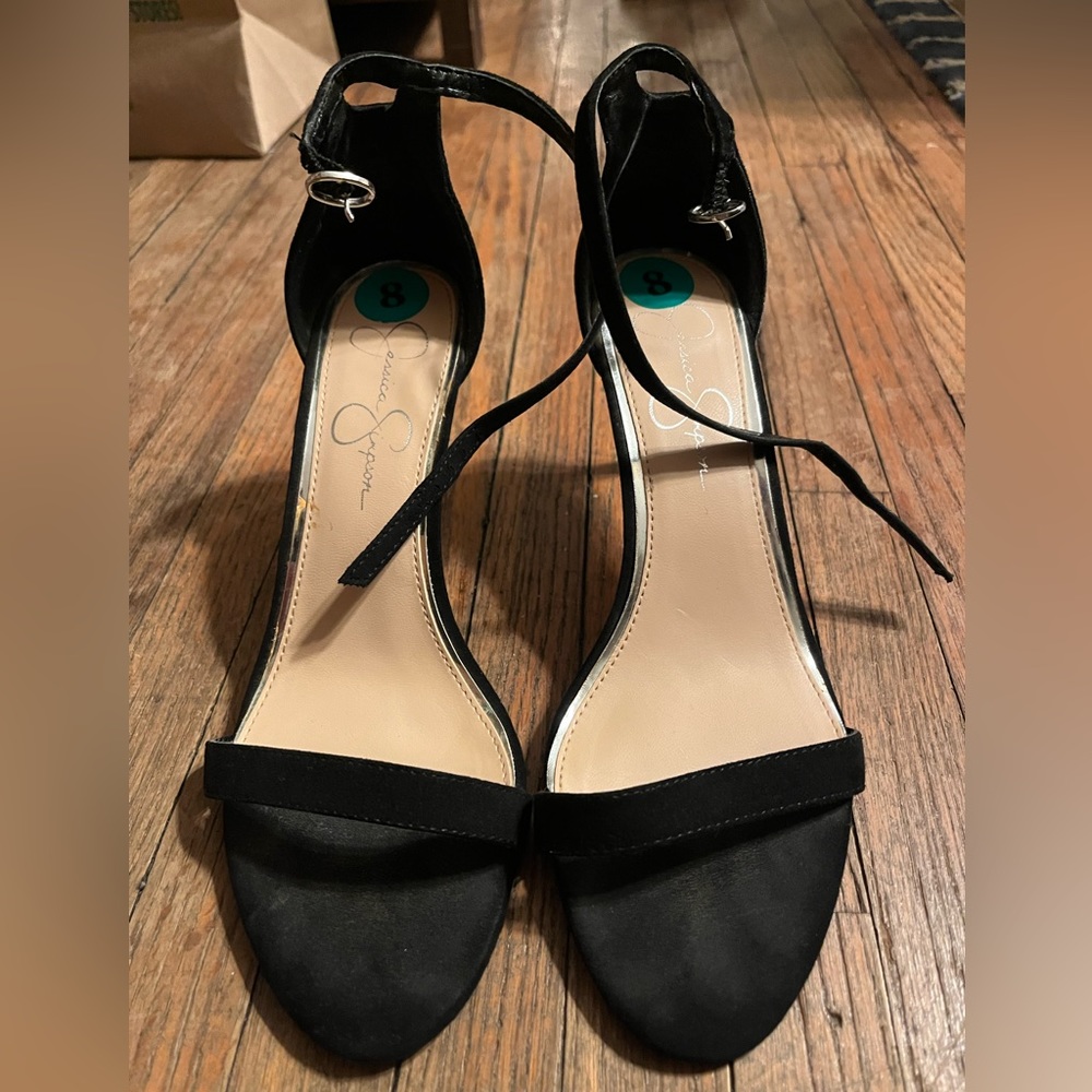 Jessica Simpson black straps heels